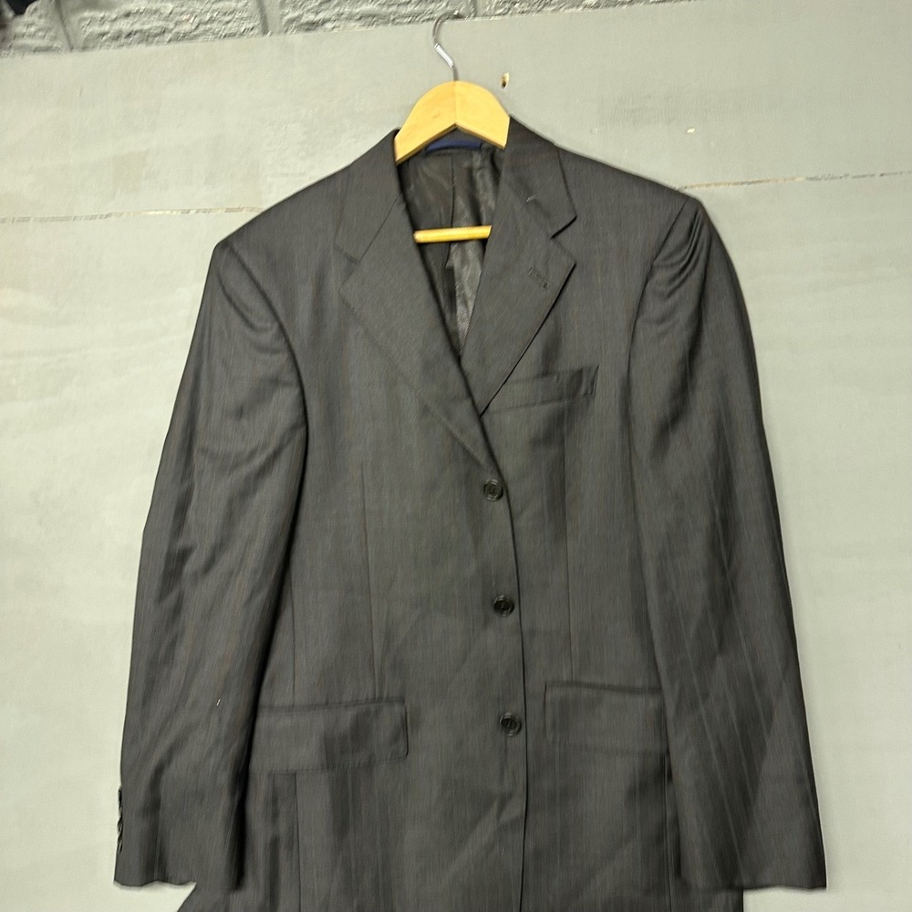 DANIEL CREMIEUX Mens Charcoal Pinstripe Wool Blend Suit Jacket Blazer